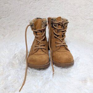 girls self Esteem footwear side zip ankle boots size 3 light brown